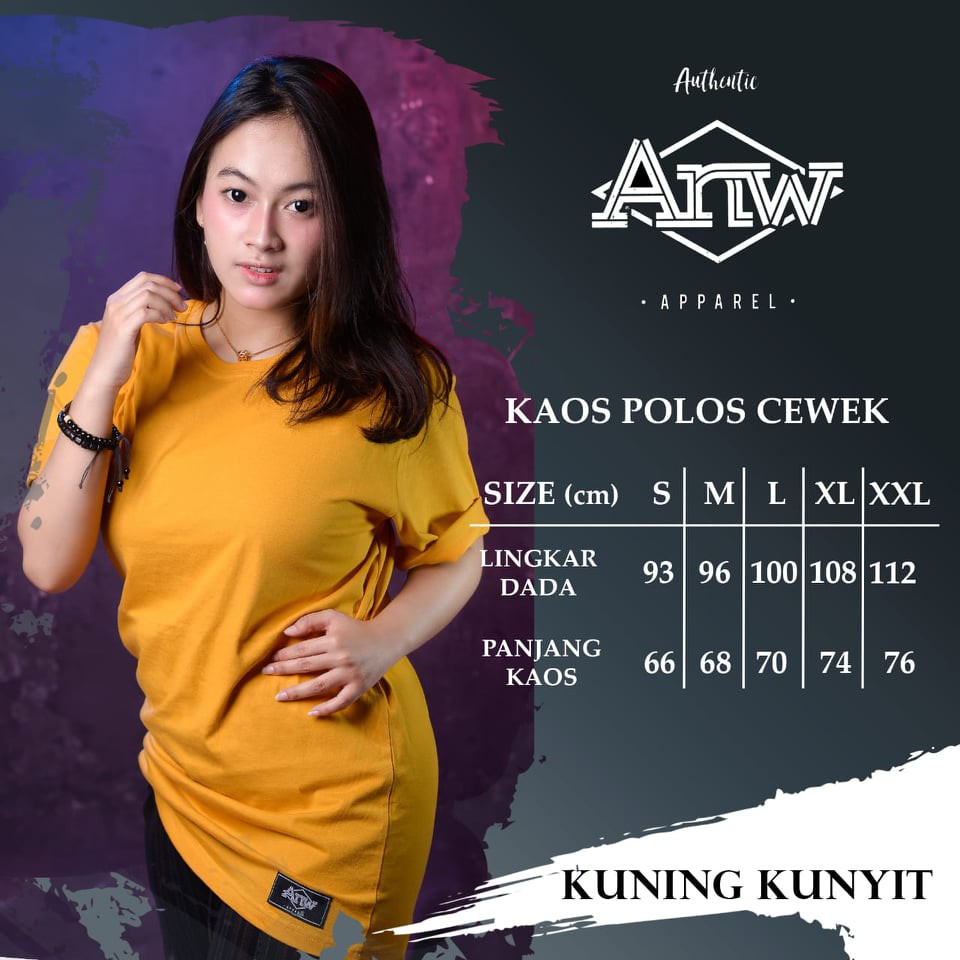 Kaos Polos Kuning Kunyit Cewe