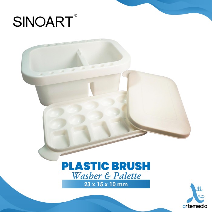 

(TERLARIS) Palet Cuci Kuas Sinoart Plastic Brush Washer & Palette