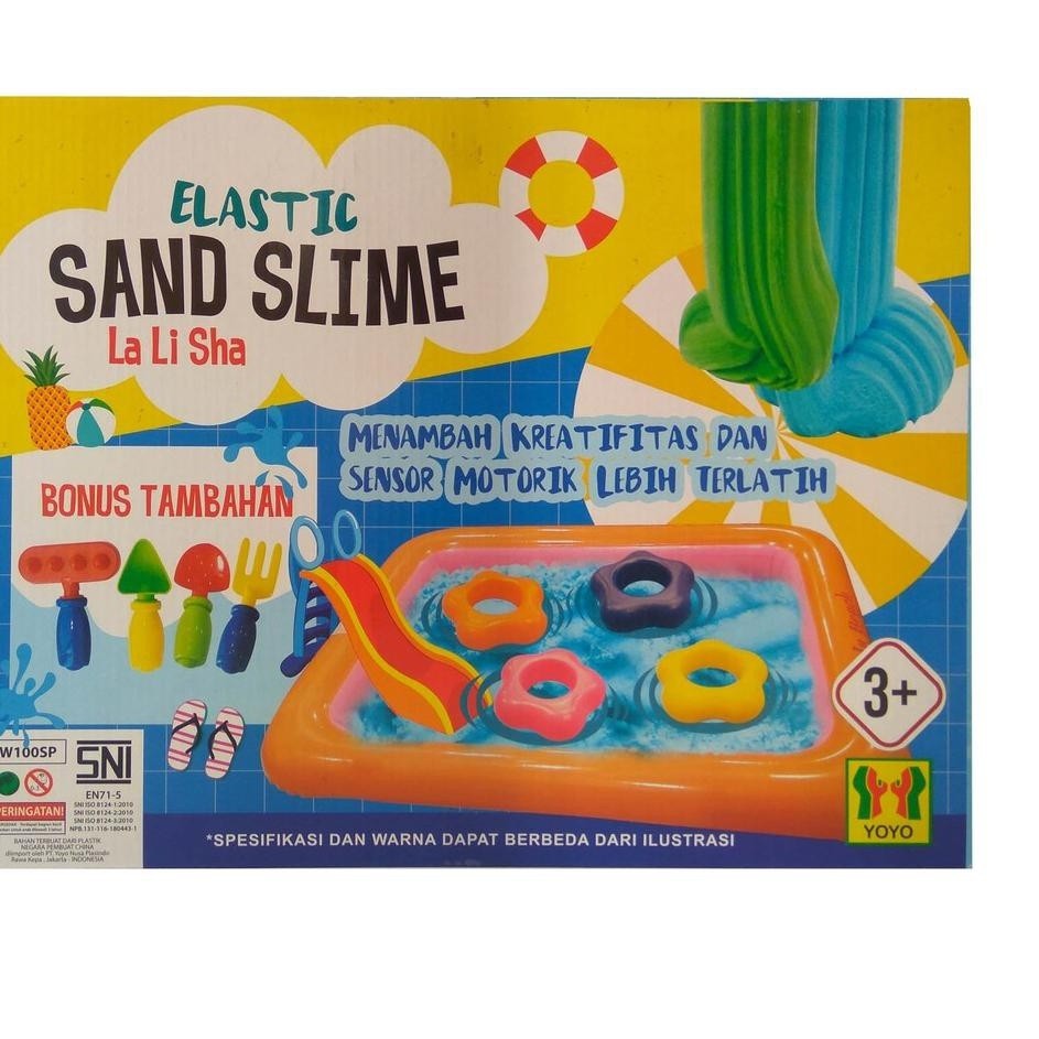 Mainan anak pasir ajaib elastic sand slime plus nampan tatakan edukasi -  A072