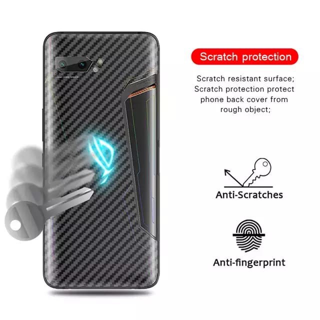 Asus ROG 2 / ROG 3 / ROG 5 / ROG 5s Pro Back Skin Carbon Garskin Anti Gores Belakang