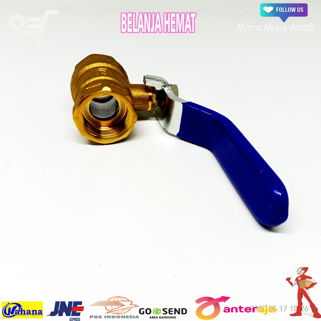 Ball Valve Kuningan ukuran 1/2 inchi - stop Kran Keran