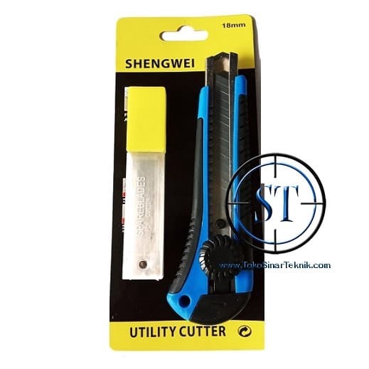 Pisau Ukir Karter SHENGWEI Tajam Utiliti Knife Cutter 18mm Plus isi Refill Isi Ulang Set Potong Tajam