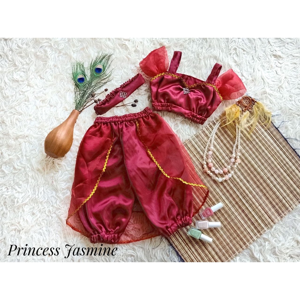 Setelan Pincess Jasmine/Kostume Princess Jasmine Anak dan Dewasa/Kostum Disney Jasmine Warna Merah