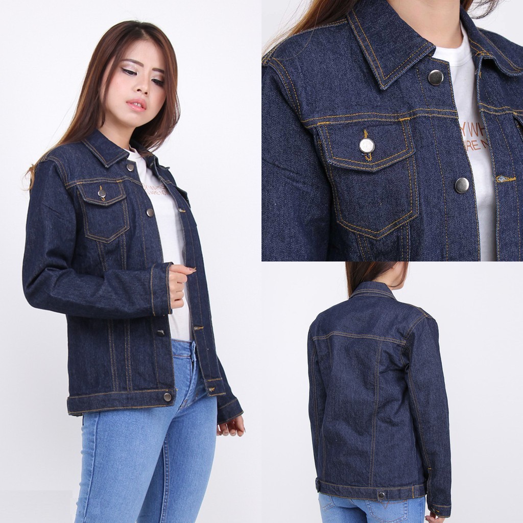 Jaket Jeans Denim Premium Wanita All Size - Jumbo Oversize - Biowash