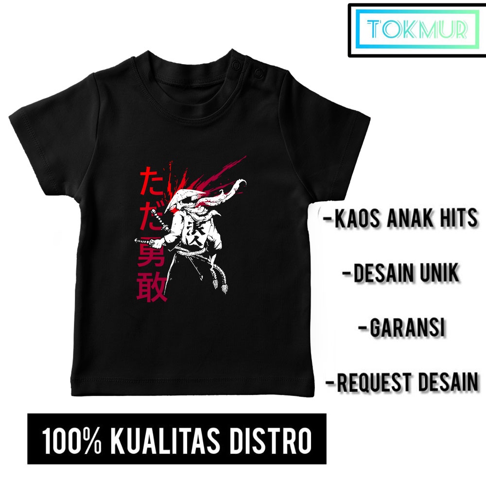 Kaos Anak Laki Laki Japanese Samurai Just Brave Bushi Jepang Japan Desain Keren Umur 3-12 Tahun Dist