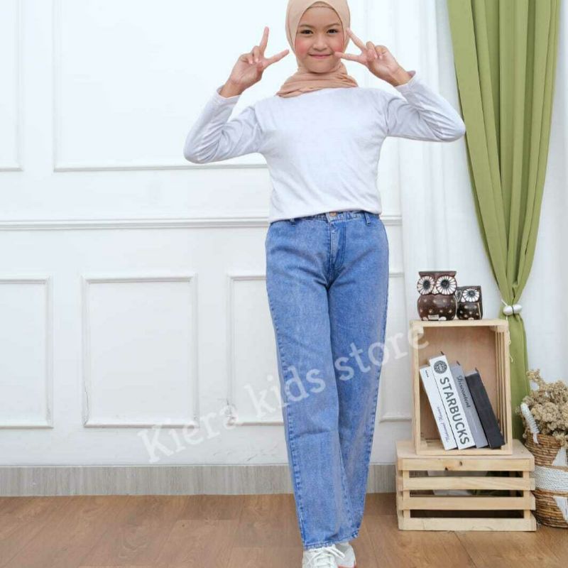 Highwaist kulot jeans premium anak perempuan usia 8-14 thn