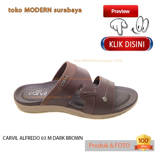 CARVIL ALFREDO 03 M DARK BROWN sandal pria sandal sopan casual slide