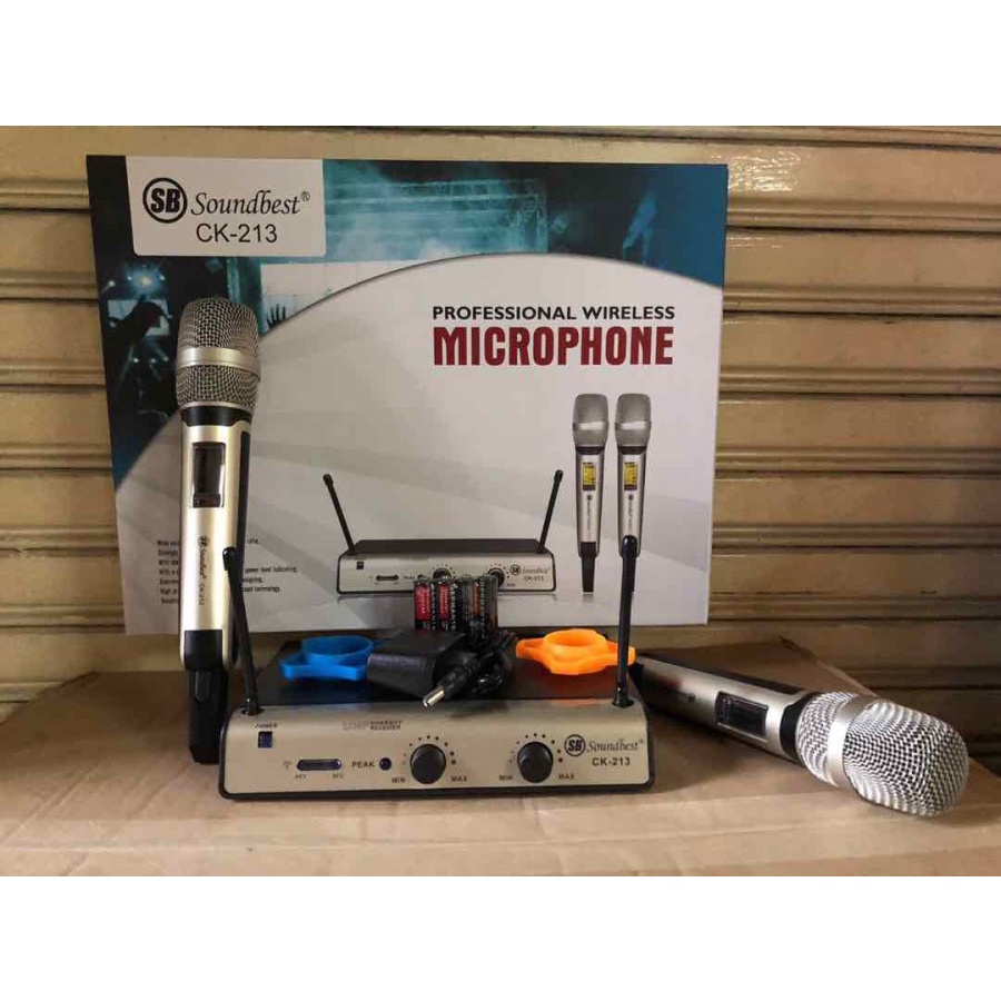 Mic wireless UHF 2 MIC BERKUALITAS PREMIUM soundbest ck 213 ORIGINAL