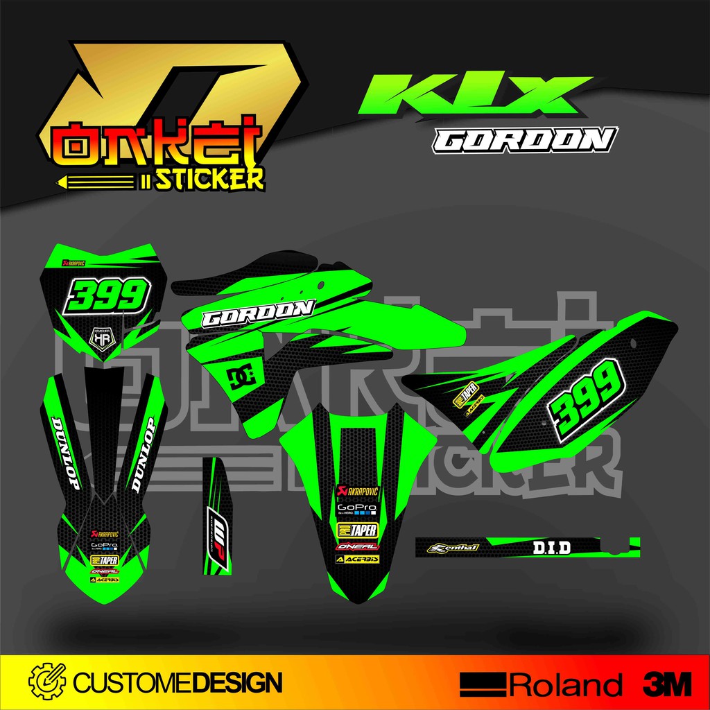 DECAL STICKER KLX GORDON CRN LAMINASI TEBAL