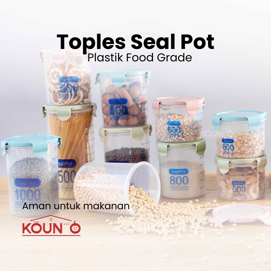 Toples Sealware Tempat Penyimpanan Makanan Kue MPASI Susu Bahan PP Food Grade Toples Transparan Tempat Nyimpan Makanan Dengan Karet Seal