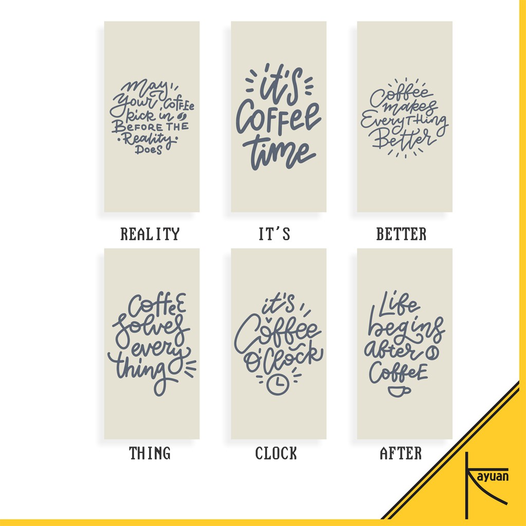Hiasan Dinding Rumah Quote Coffee Time Dekorasi Cafe Kopi Poster Kamar Aesthetic