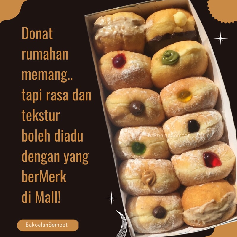 

BOMBOLONI 1 Lusin DONBUL (DONAT GEMBUL) by BAKOELAN SEMOET donat jadul isi coklat glaze donut