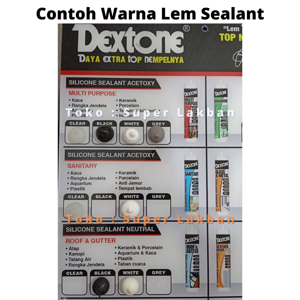 Silicone Sealant Dextone Sanitary 100% Sealant Anti Jamur Tahan Air