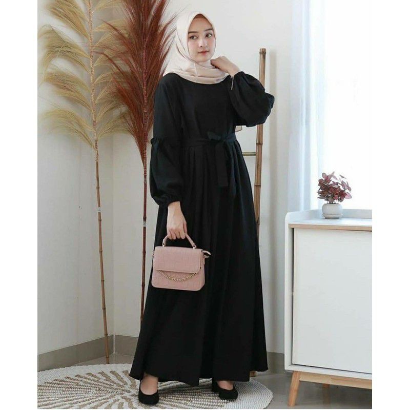 GAMIS LARISA REMPEL DRESS GAMIS MUSLIM POLOS REMAJA MOSCREPE BUSUI TERBARU FASHION MUSLIM WANITA