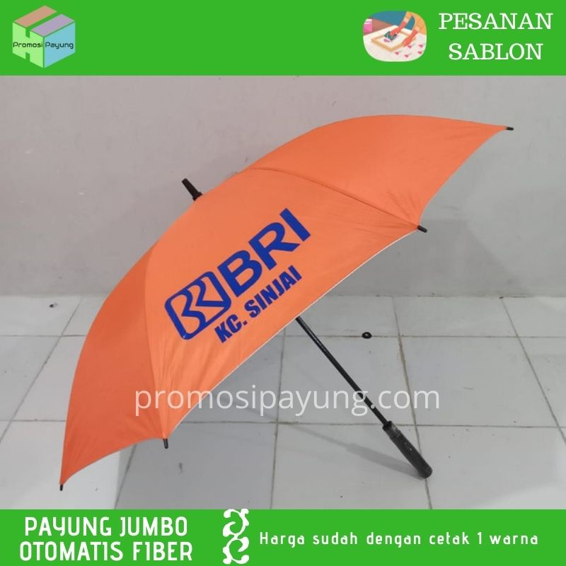 [ payung custom grosir ] payung ukuran besar jumbo golf Fiber Lapis silver sudah sablon 1 warna