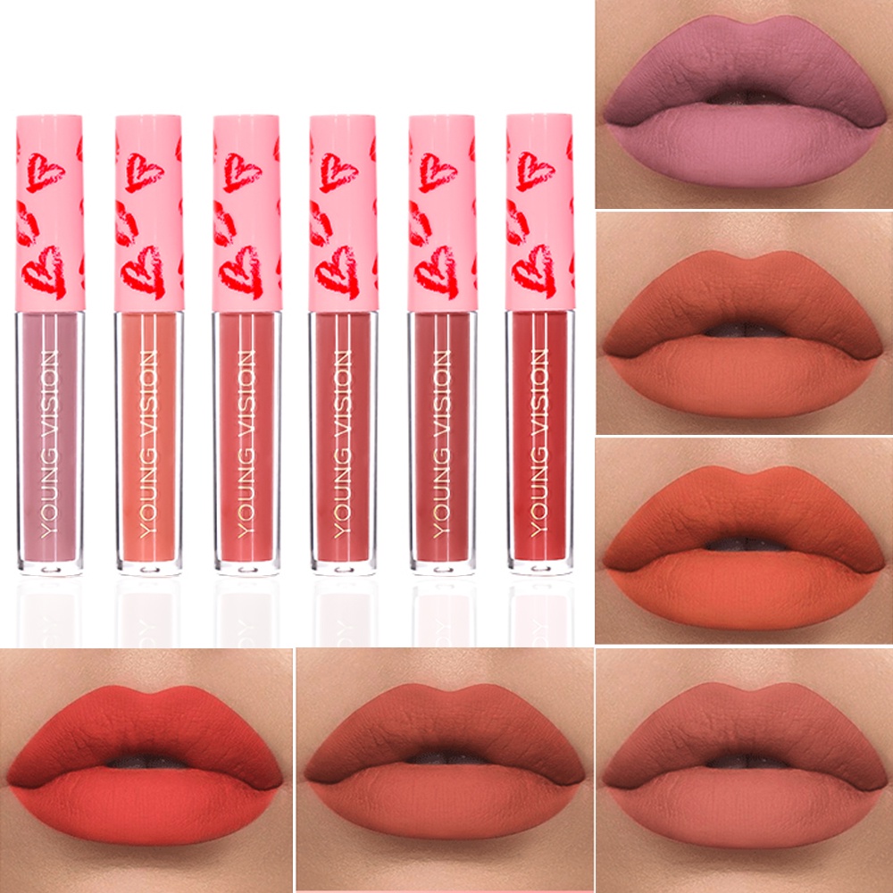 YOUNG VISION 12colors velvet matte lip Waterproof and LongLasting, Non-stick Cup Lip Stains, Labiales Matte