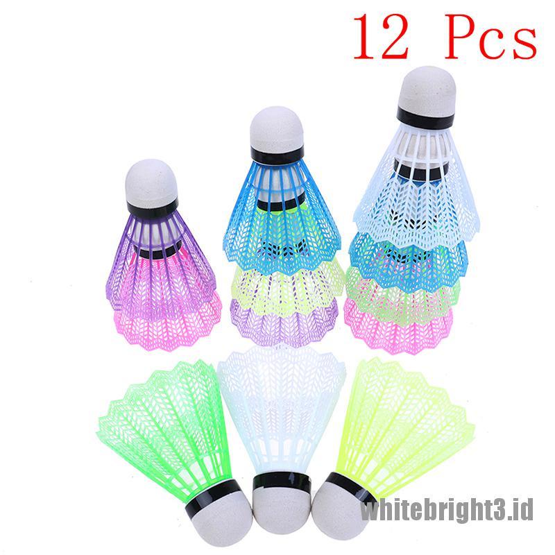 12pcs Kok Badminton Bahan Plastik Warna-Warni Untuk Latihan