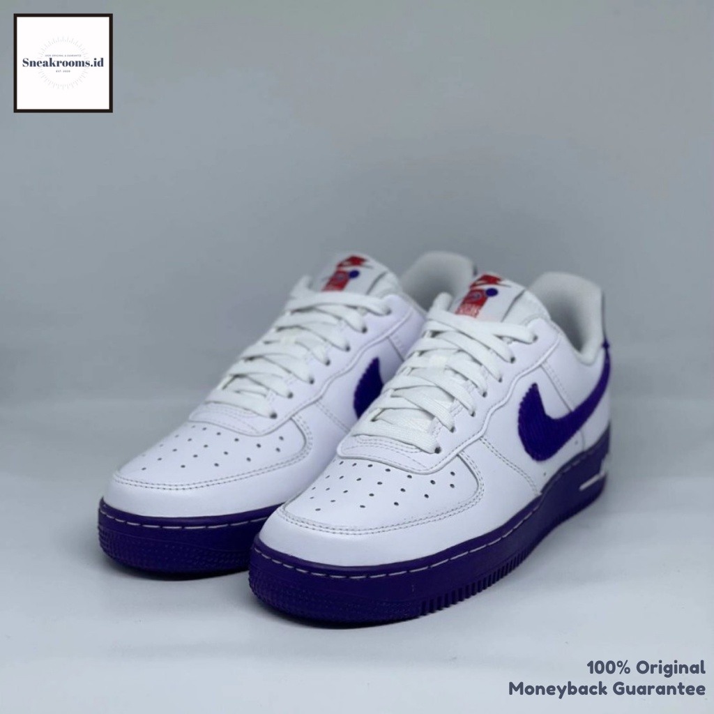 Sepatu Sneakers / Nike Air Force 1 '07 LV8 EMB White Court Purple /  Original 100%