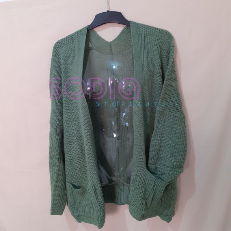 Cardigan Oversized Cardi Outer LOOCY PREMIUM Rajut Tebal Cardy Oversize Lavella Wanita-Mint
