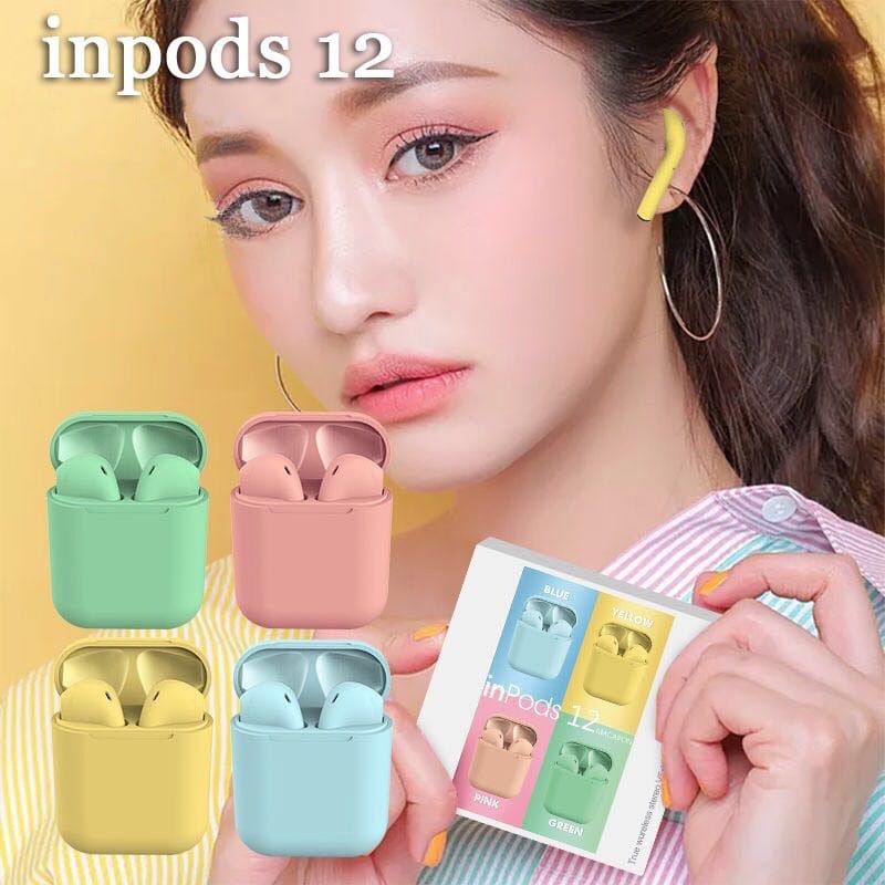 Headset Bluetooth i12 Macaron Earphone Bluetooth Wireless android iphone hedset i12