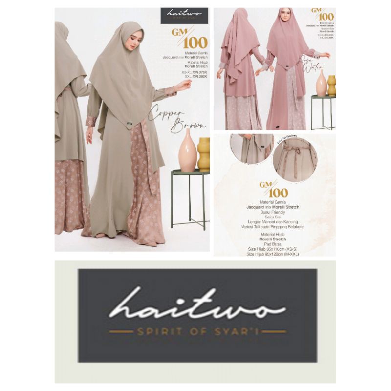 GAMIS SYAR'I SET HIJAB HAITWO GM 100 (ROSE WATER, COPPER BROWN)
