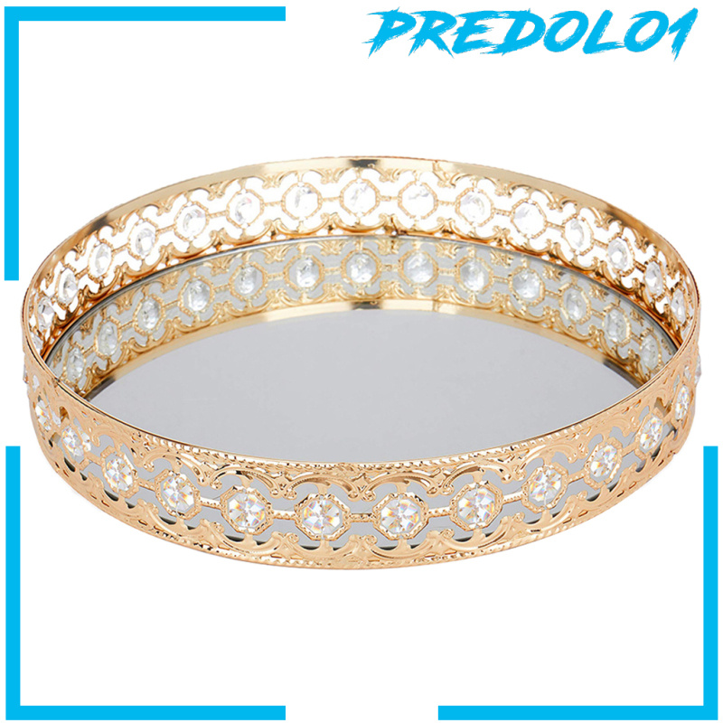 [PREDOLO1]Mirrored Crystal Vanity Makeup Tray Jewelry Organizer Decorative Tray Home