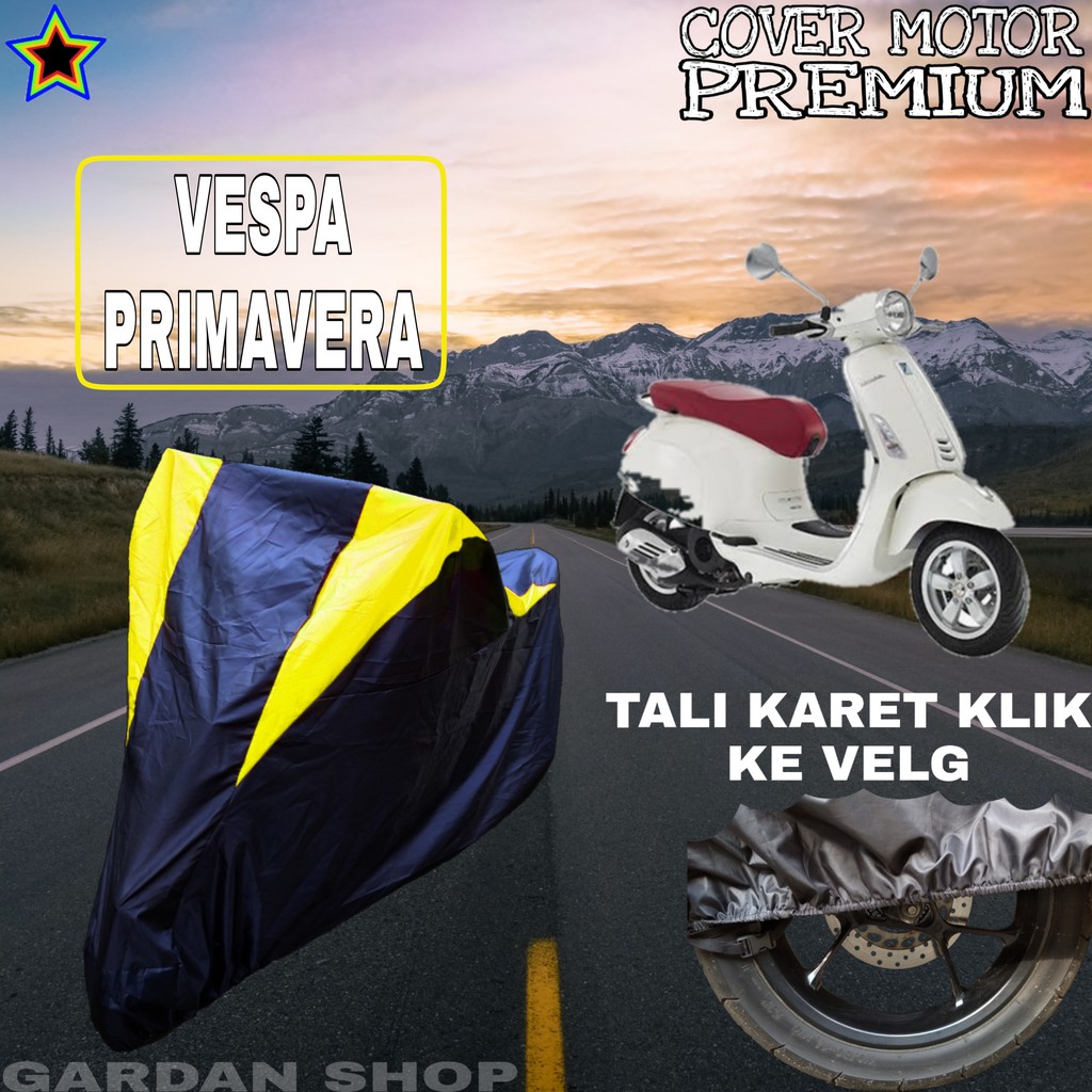 Sarung Motor VESPA PRIMAVERA Hitam Kuning Body Cover Penutup Pelindung Motor Vespa PREMIUM