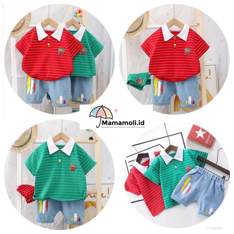 Baju set setelan kaos anak anak laki laki/balita/bayi lucu mamamoli impor import ber kualitas murah