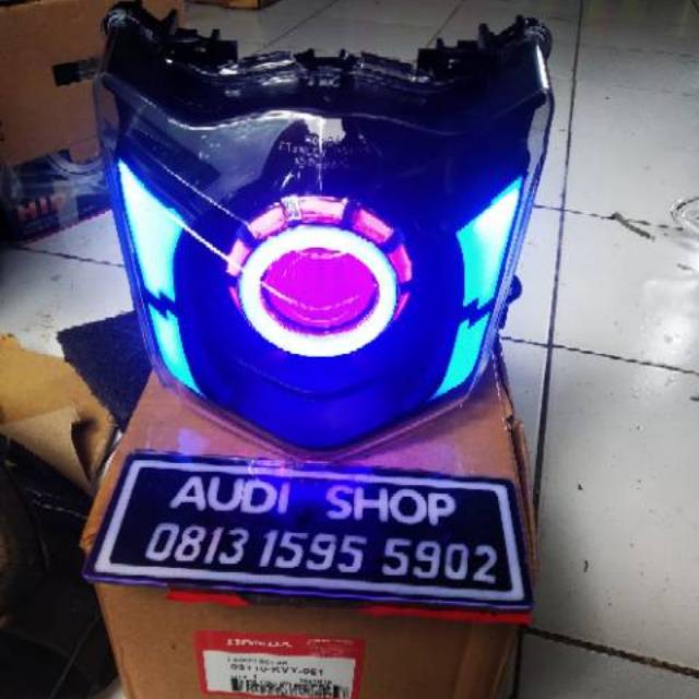 Custom headlamp beat karbu projie led