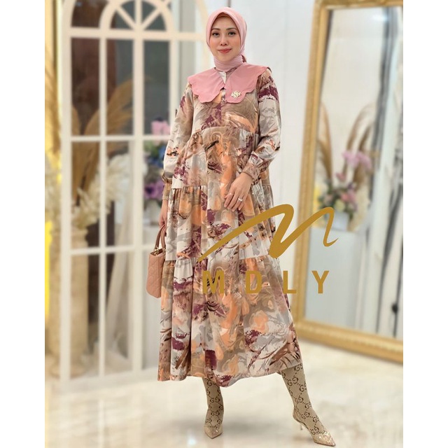 Gamis Dress Wanita Terbaru Ryuka Midi  Dress By MDly 3180