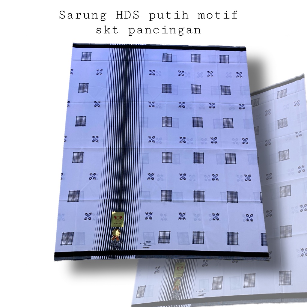 sarung HDS putih motif songket pancingan-sarung dewasa-sarung sholat-sarung santri-sarung rabbani-sa