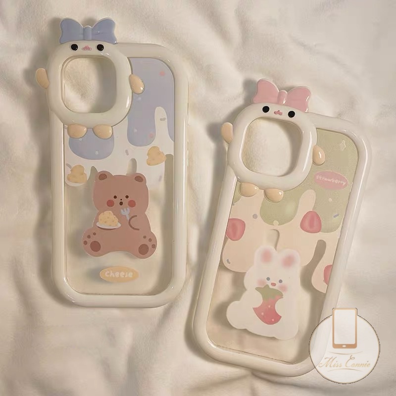Soft Case Motif Kelinci 3D Untuk OPPO A57 A77s A17 A77 A16K A96 A95 A55 A15 A12 A17K Reno 7 5F 5 4F A5s A7 A3s A15s A76 A74 A53 A9 A5N A16 A16 A16 A Case Pelindung Earphone Bluetooth Airpod