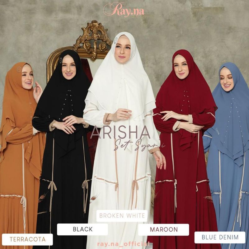 ARISHA  SYARI ORI BY RAYNA / GAMIS RAYNA SET JILBAB - GAMIS CERUTY BABYDOLL / Gamis Syari / Baju Gam