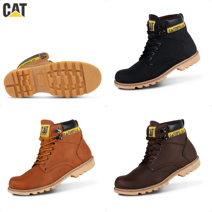 COD !! Sepatu Caterpillar Holton Sepatu Safety Boots Ujung Besi Fashion Pria Bikers Turing Outdoor M