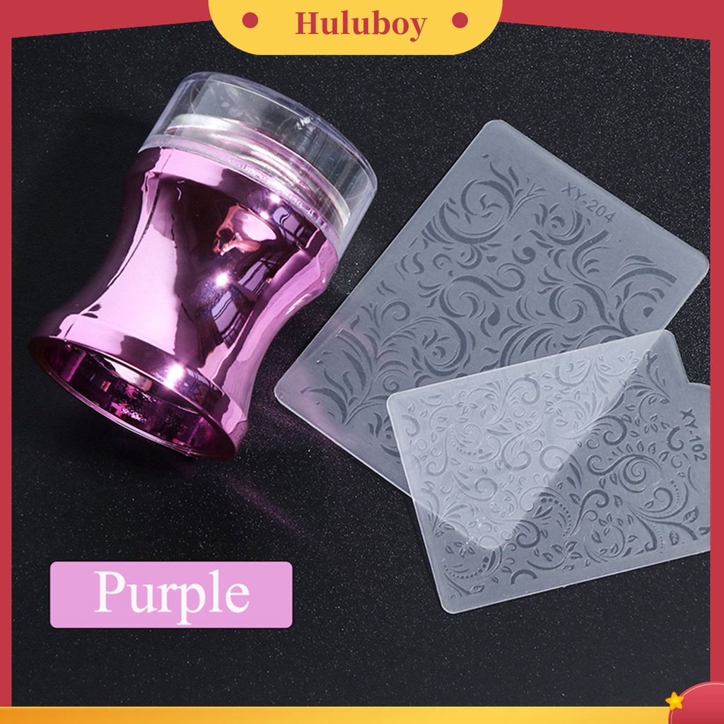 Huluboy Huluboy♡ Stempel Transparan Bahan Silikon Gagang Metal Warna Polos Untuk Nail Art