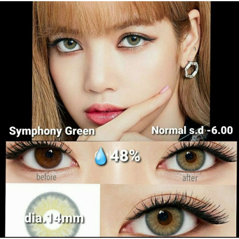 SOFTLENS PRINCESS SYMPHONY GREY HAZEL GREEN NORMAL MINUS s.d -15.00