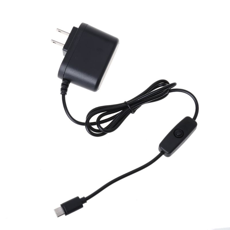 Cre Power Charger Type-C USB-C Charging Adapter 5V 3A Untuk Raspberry Pi 4model B Dengan Saklar On/Off