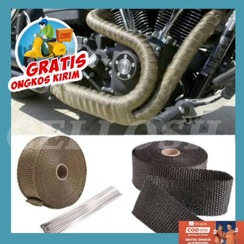 Exhaust Wrap Lakban Peredam Panas Knalpot Motor Panjang 10 Meter