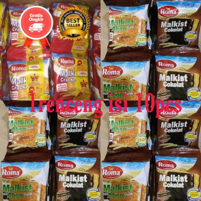 

ROMA MALKIS CRAKERS/COKLAT/ABON/KEJU MANIS/TIRAMISU 1renceng isi 10pcs