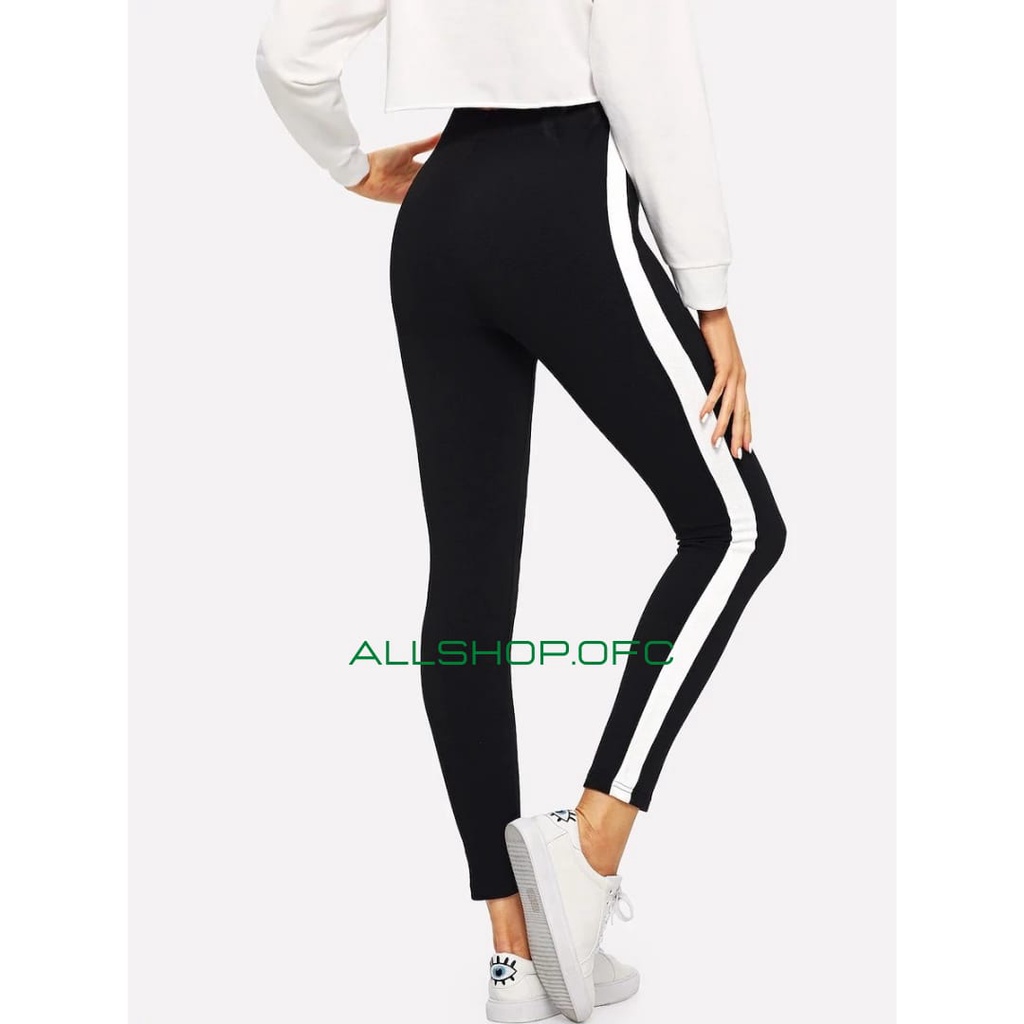 Celana Legging Leging Lejing Sport Panjang Motif Garis Standar Jumbo