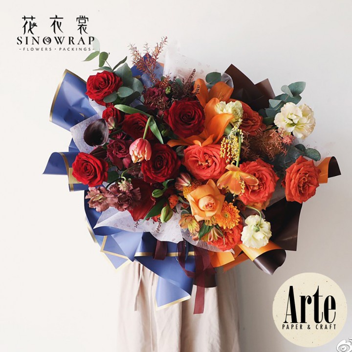 

RB 20 Lembar Solid Gold Frame Bingkai List Kertas Buket Korea Cellophane Artificial Bunga Flower