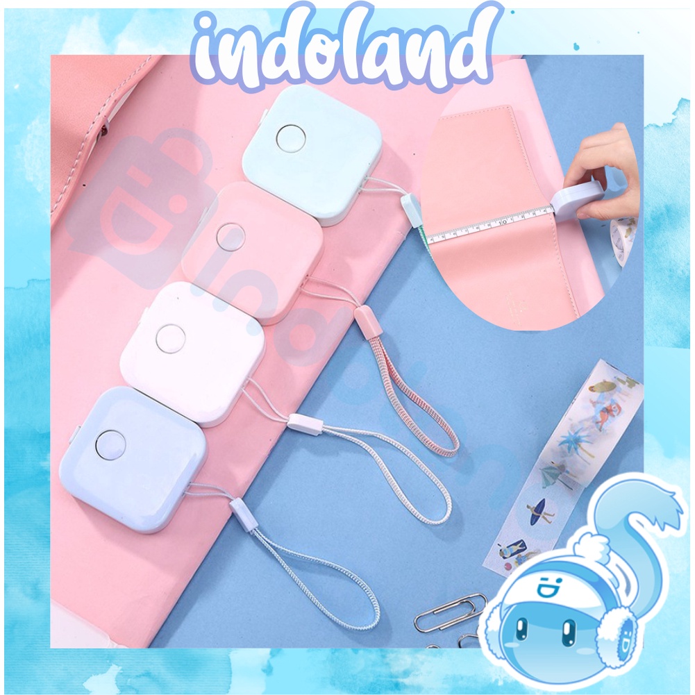 ☀ INDOLAND ☀ DS003 meteran mini plastik bahan fiberglass, tidak mudah kusut dan tahan lama 4 warna 1.5m