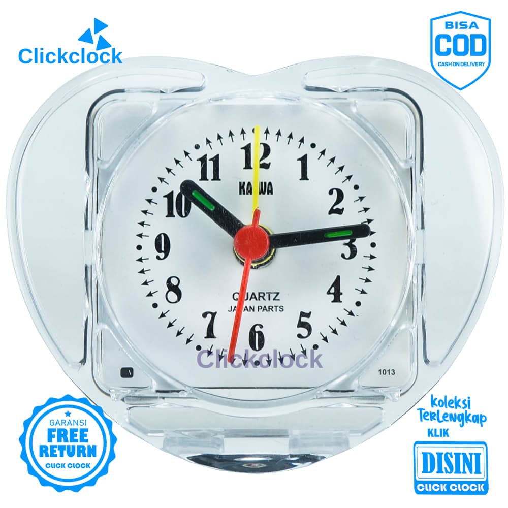 Jam Weker Quartz Jam Beker Transpaan Putih Kaiwa 8001 Kecil Unik Lucu Step Movement