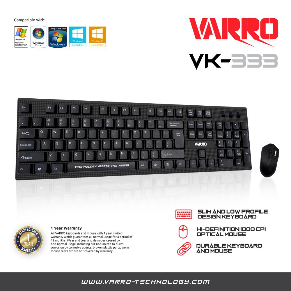 KEYBOARD MOUSE USB SET VARRO VK-333 BERGARANSI | Shopee