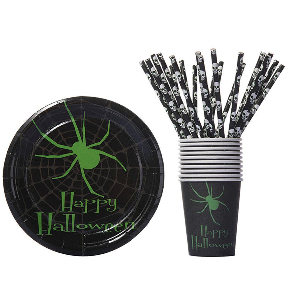 Solighter 10PCS Halloween Piring Kertas Syukuran Labu Penyihir Happy Halloween Tray