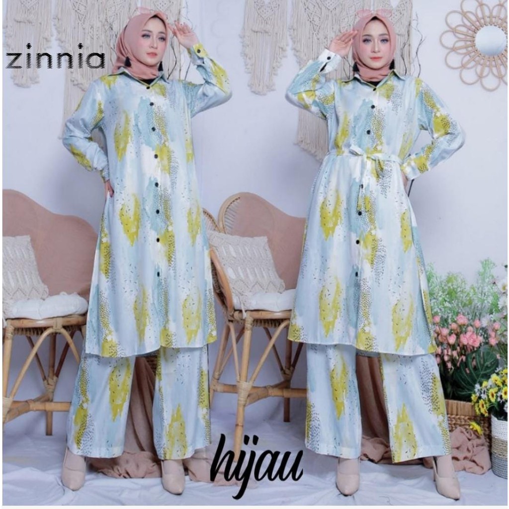 MODEL BARU)SIZE S-M,L,XL/ SETELAN TUNIK ZINNIA/LONG TUNIK RAYON/SET BAJU SETELAN WANITA/SIZE JUMBO