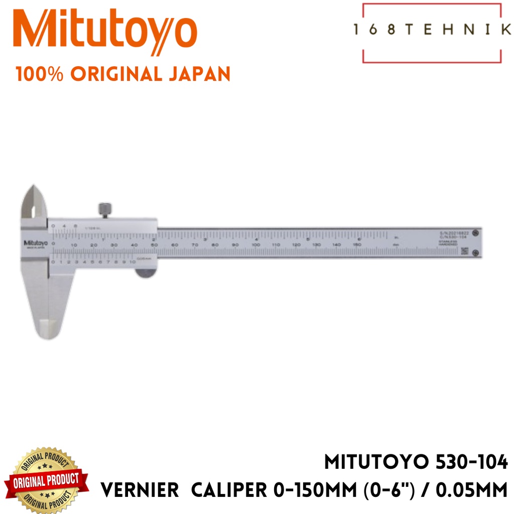 Jual Mitutoyo 530 104 Vernier Caliper 6 Inch 150mm 0 05 Mm Sigmat 6