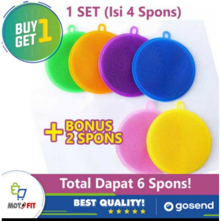 PAKET 6 PCS Spons Ajaib Pencuci Piring Multifungsi BUY 4 GET 6