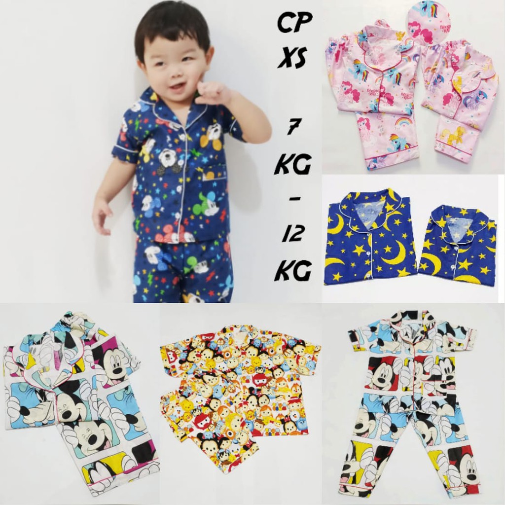 PIYAMA ANAK 6BLN-24 BLN BEBAS PILIH MOTIF / BAJU TIDUR ANAK UKURAN XS / KATUN DELUXE BAHAN ADEM