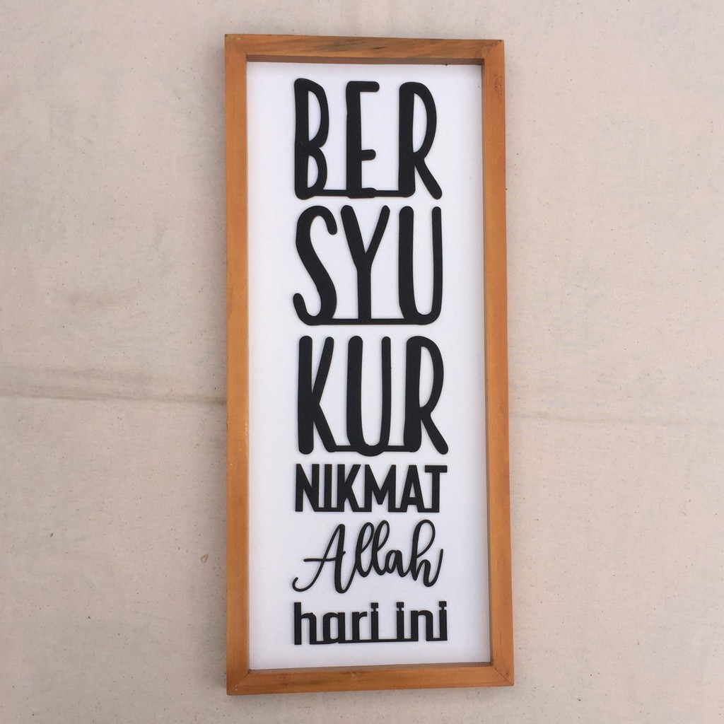 Hiasan dinding Bersyukur - Hiasan dinding frame tulisan timbul